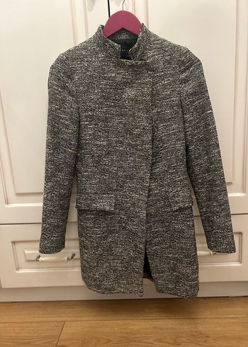 Gri Midi Yün Düğmeli uzun ceket - Görsel 2