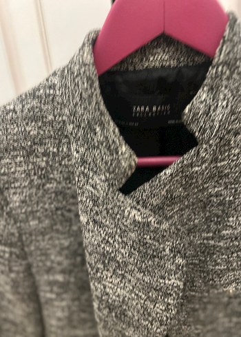 Gri Midi Yün Düğmeli uzun ceket - Görsel 4