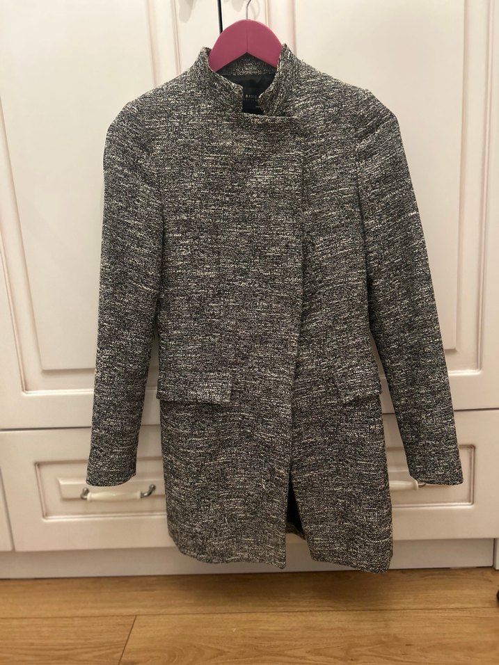 Gri Midi Yün Düğmeli uzun ceket - Görsel 2