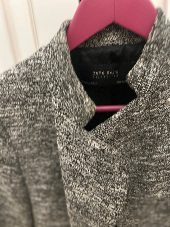 Gri Midi Yün Düğmeli uzun ceket - Görsel 4