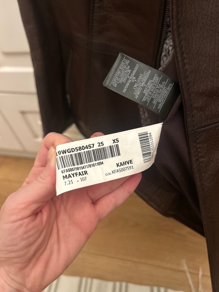 Kahverengi Kadın Deri Biker Ceket - Görsel 2