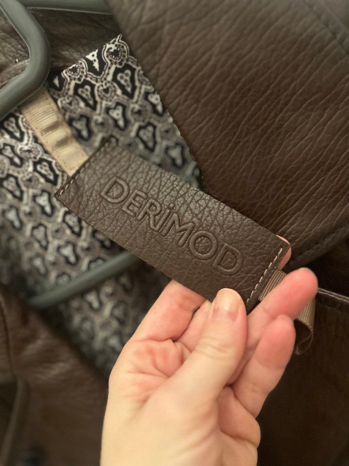 Kahverengi Kadın Deri Biker Ceket - Görsel 3