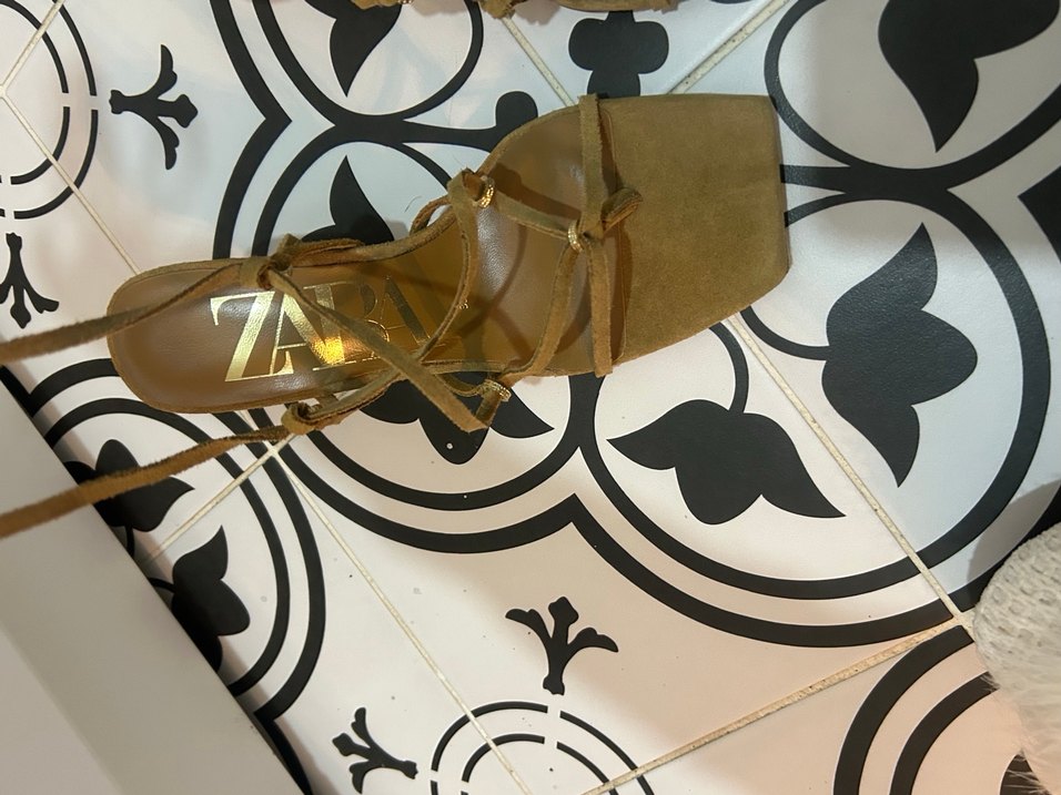 Bej Süet Topuklu Kadın Sandalet - Görsel 2