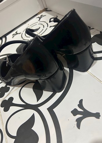 Siyah Tokalı Blok Topuklu mary jane Kadın Ayakkabı - Görsel 3