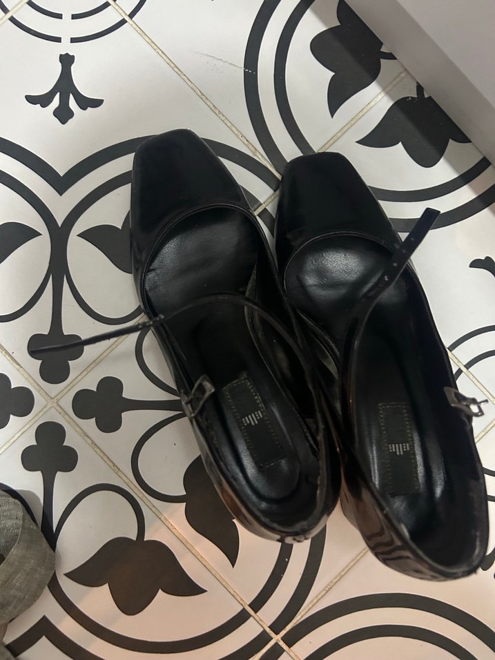 Siyah Tokalı Blok Topuklu mary jane Kadın Ayakkabı - Görsel 2