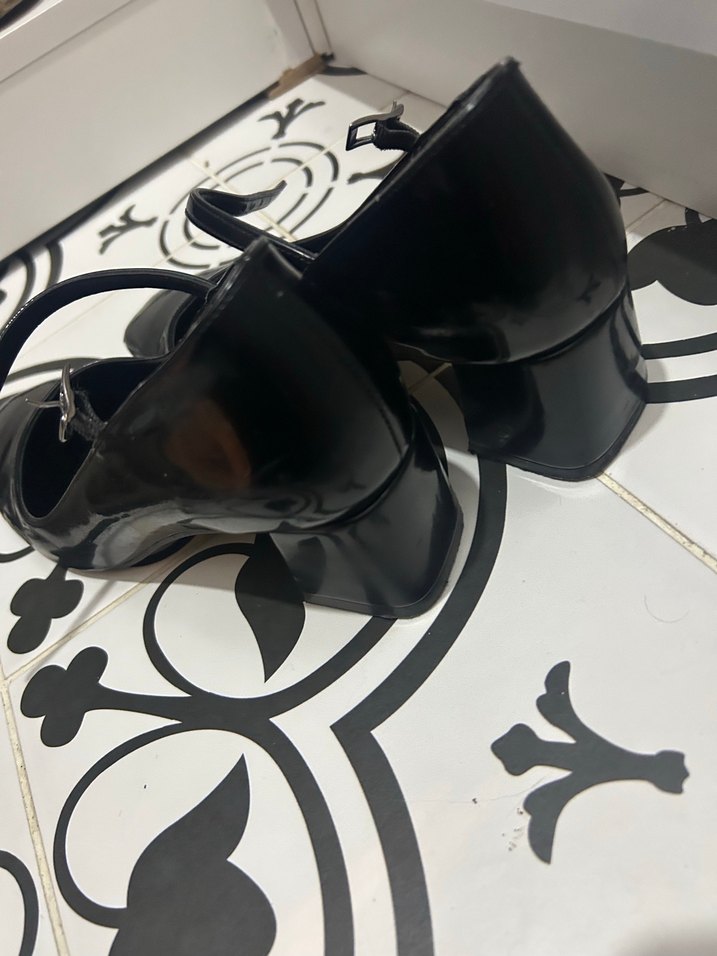 Siyah Tokalı Blok Topuklu mary jane Kadın Ayakkabı - Görsel 3