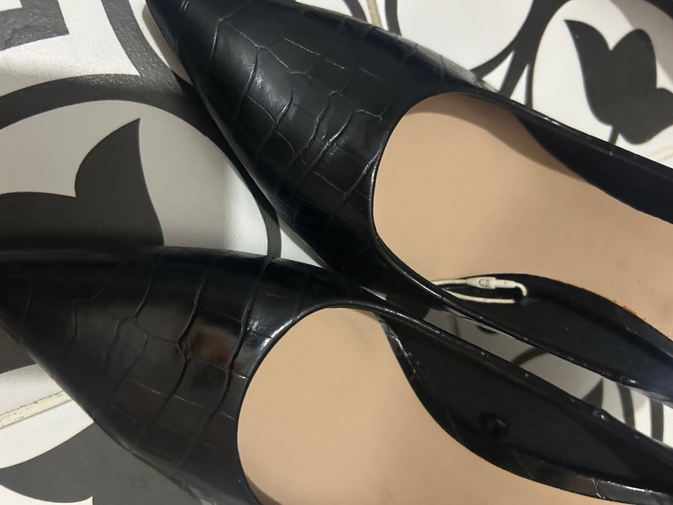 Klasik Siyah Yılan Desenli Topuklu Ayakkabı - Görsel 2