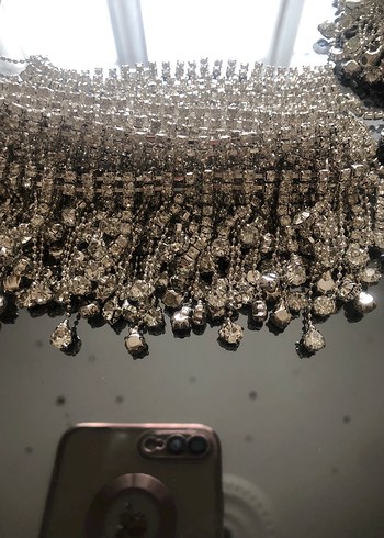 İşlemeli Zincir Detaylı Beyaz Kadın El Zinciri - Görsel 11