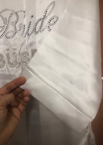 Beyaz Taş İşlemeli Kadın Sabahlık - Görsel 5