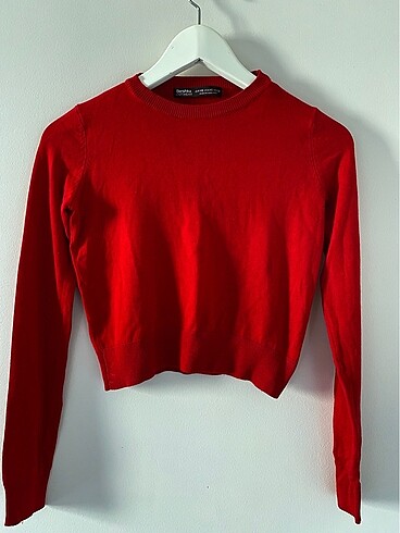 Bershka Kırmızı Crop Kazak