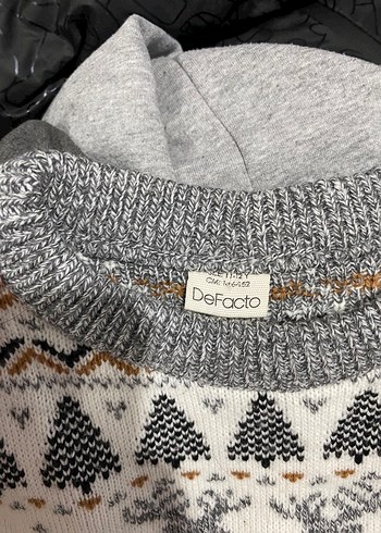 Gri Desenli Triko Kadın Kazak - Görsel 2