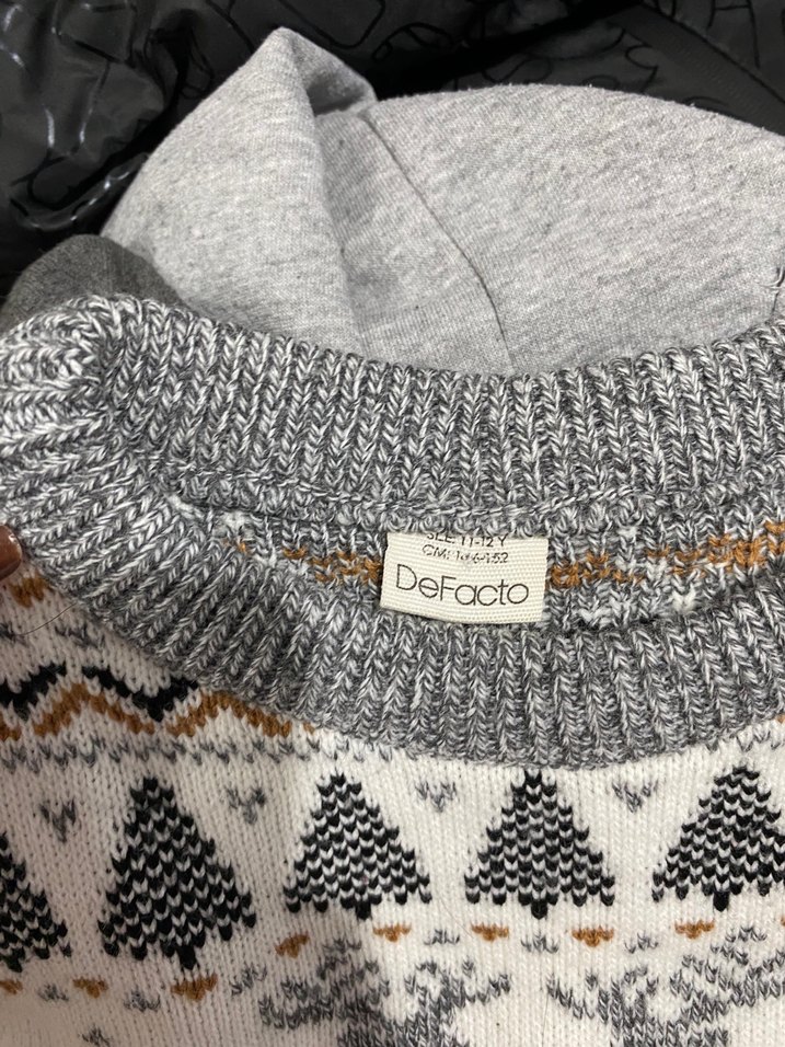 Gri Desenli Triko Kadın Kazak - Görsel 2