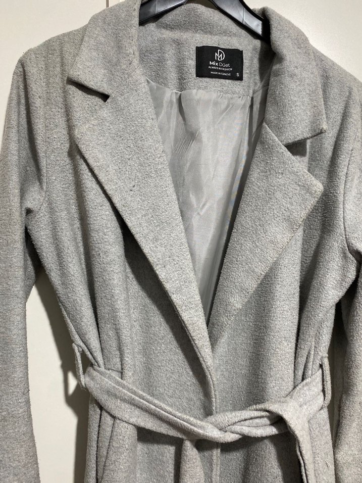 Gri Kuşaklı Uzun Kaban - Görsel 3