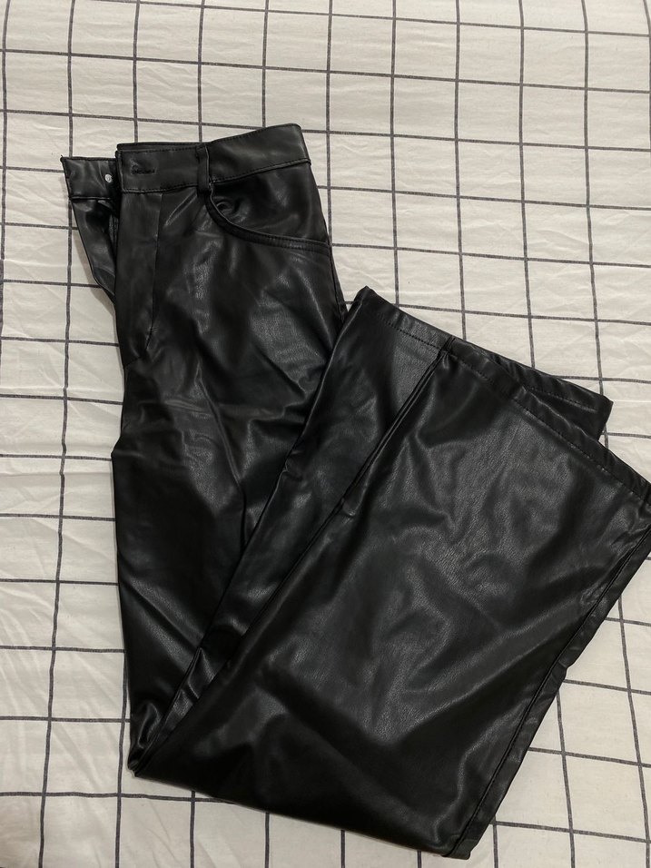 Kadın Siyah Deri Pantolon - Görsel 2