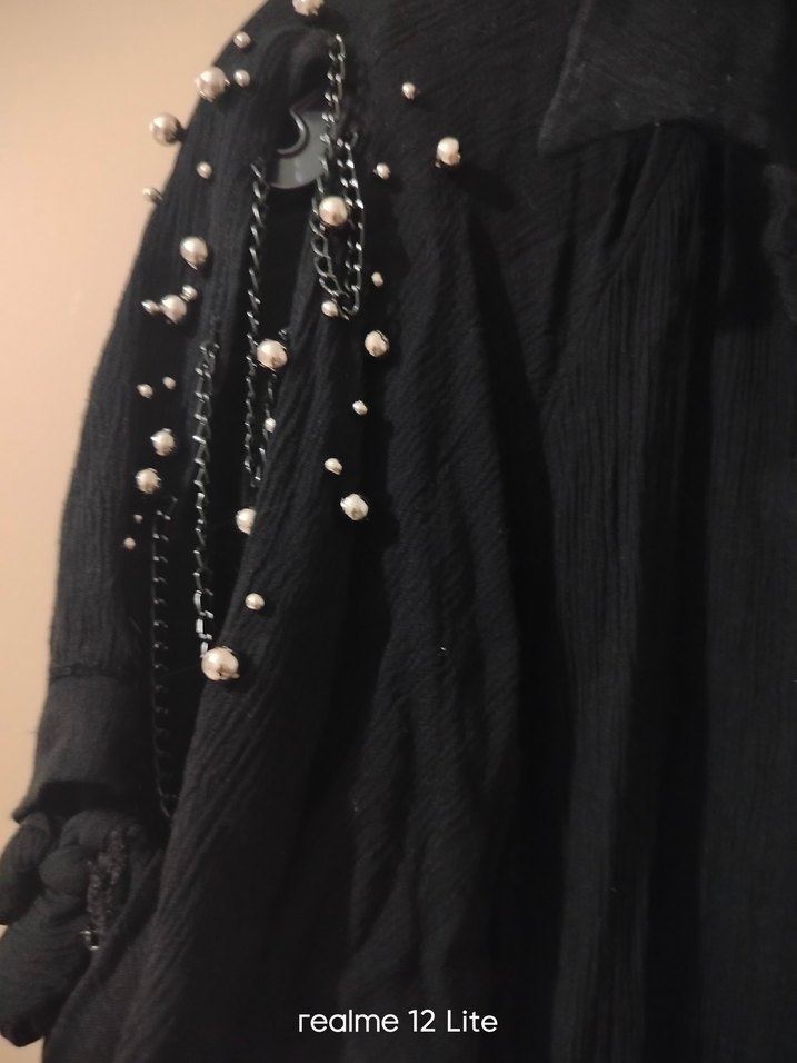 Düğmeli Siyah Kadın Gömlek - Görsel 2