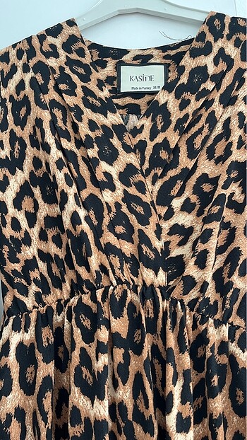 m Beden camel Renk Leopar elbise