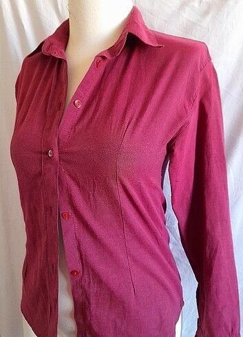 s Beden bordo Renk Zara Slim Fit Gömlek