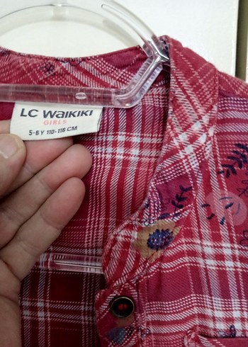 çocuk Kollu Düğmeli Kırmızı Batik Gömlek - Görsel 2