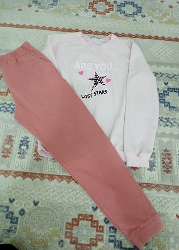 Pembe Kız Eşofman Takımı, Pamuk, Baskılı - Görsel 5