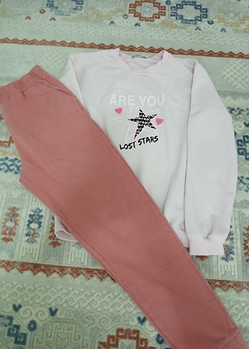 Pembe Kız Eşofman Takımı, Pamuk, Baskılı - Görsel 4