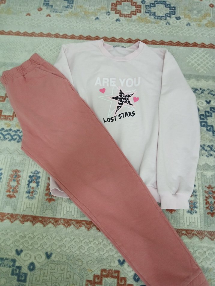 Pembe Kız Eşofman Takımı, Pamuk, Baskılı - Görsel 4