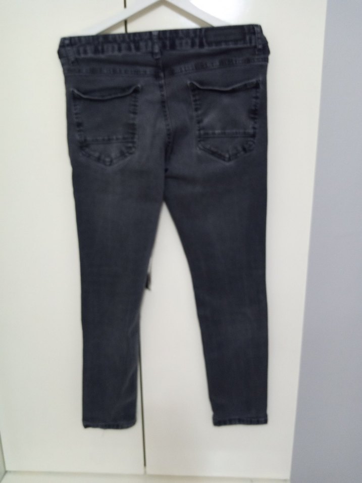 Gri Rahat Kesim Erkek Denim Pantolon - Görsel 4