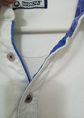 Düğmeli Beyaz Kısa Kollu Erkek Polo Tişört - Görsel 5