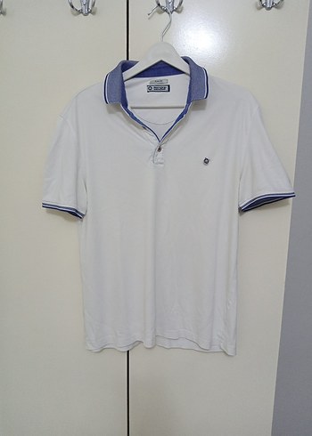Düğmeli Beyaz Kısa Kollu Erkek Polo Tişört - Görsel 7