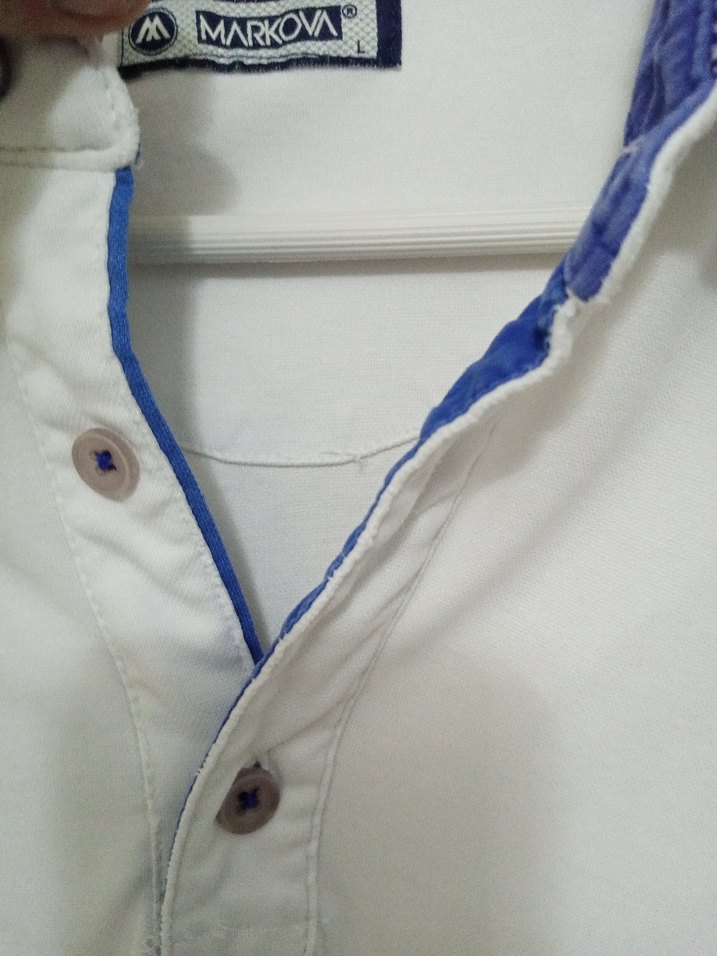 Düğmeli Beyaz Kısa Kollu Erkek Polo Tişört - Görsel 5