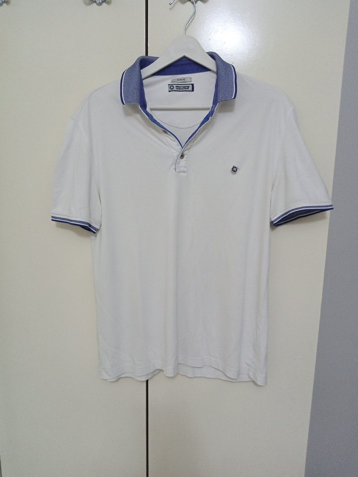 Düğmeli Beyaz Kısa Kollu Erkek Polo Tişört - Görsel 4