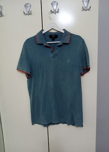 Düğmeli Kısa Kollu Denim Polo Tişört - Görsel 3