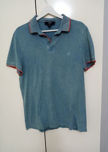 Düğmeli Kısa Kollu Denim Polo Tişört - Görsel 6