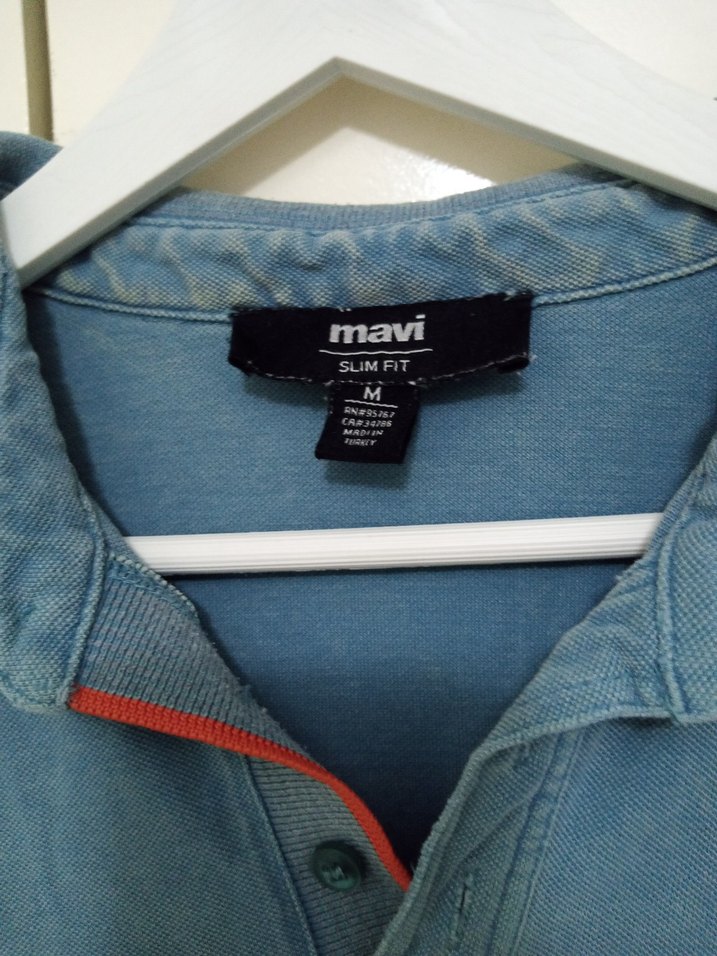 Düğmeli Kısa Kollu Denim Polo Tişört - Görsel 2