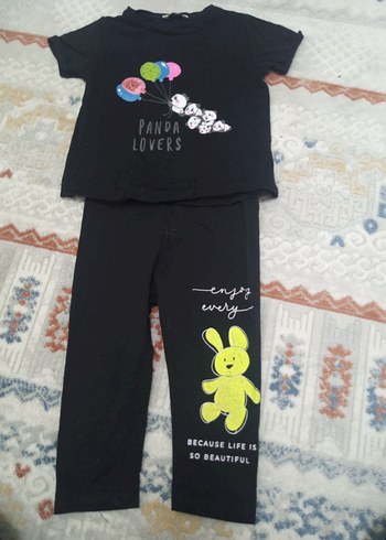 Renkli Baskılı Siyah Kız Tişörtü - Görsel 5