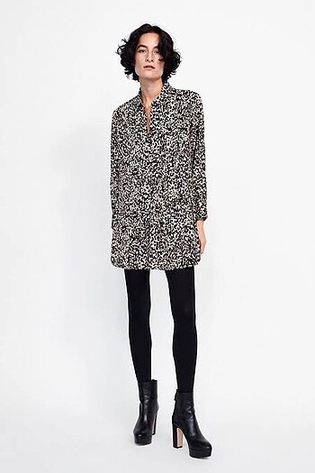 m Beden kahverengi Renk Zara mini leopar elbise