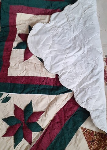 Patchwork Bordo Nakışlı Yatak Örtüsü - Görsel 4