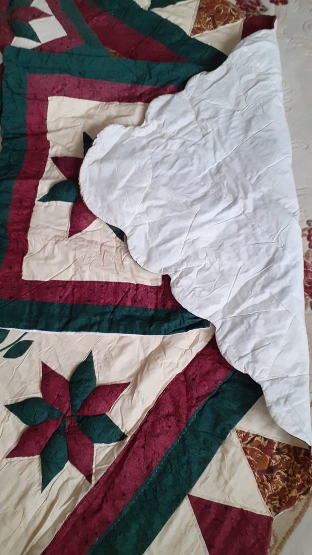 Patchwork Bordo Nakışlı Yatak Örtüsü - Görsel 4