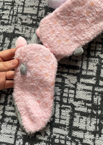 Kız Çocuk Pembe Sıcak Örgü Terlik - Görsel 3