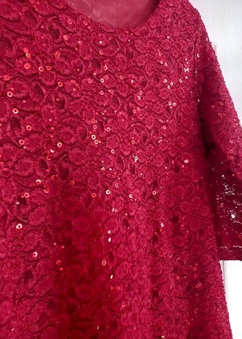 Bordo Parlak Midi Kadın Abiye Elbise - Görsel 6