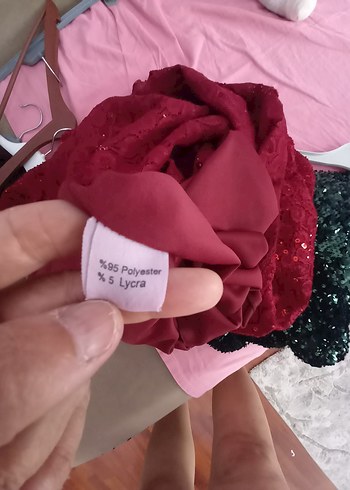 Bordo Parlak Midi Kadın Abiye Elbise - Görsel 8