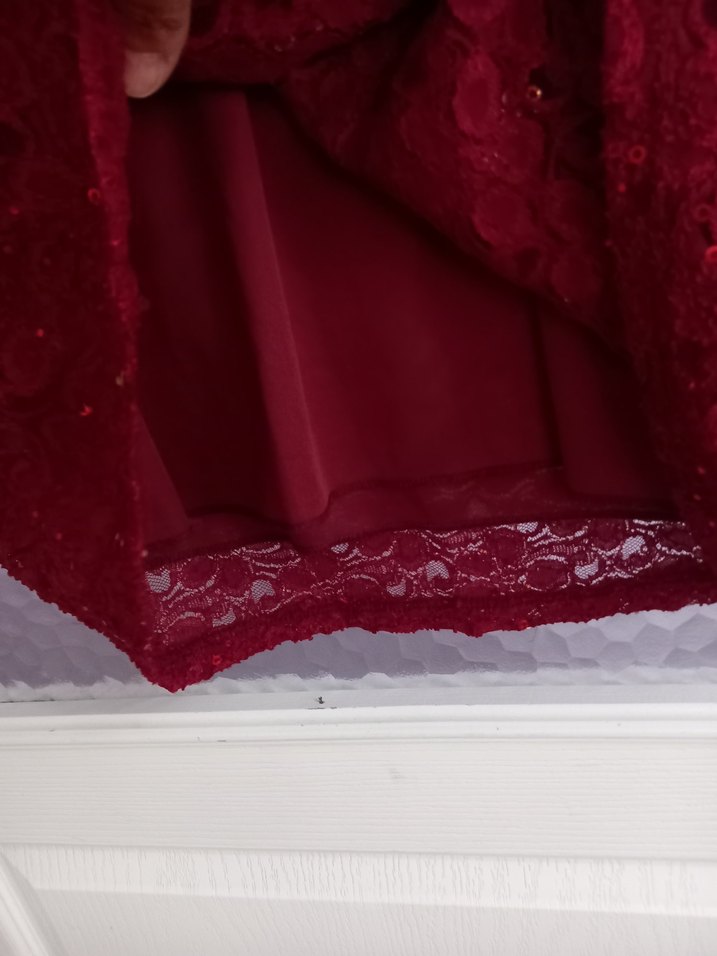 Bordo Parlak Midi Kadın Abiye Elbise - Görsel 5