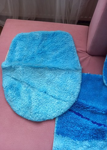  Beden mavi Renk 3 lü Peluş Klozet Takımı