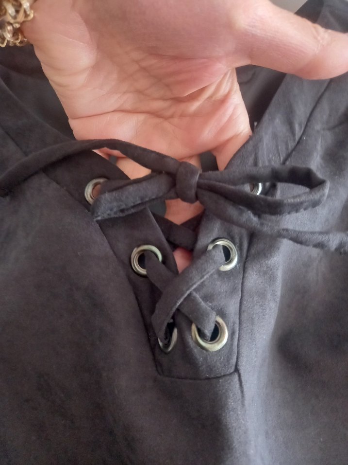 LC Waikiki Marka Süet Antrasit Elbise - Görsel 5