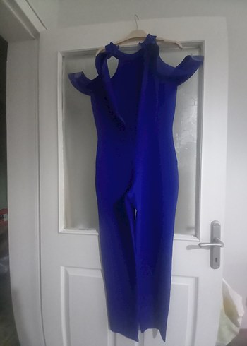 Saks Mavisi Pencere Kol Detaylı Tulum - Görsel 6