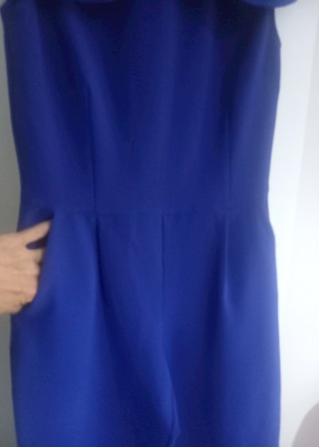 Saks Mavisi Pencere Kol Detaylı Tulum - Görsel 2