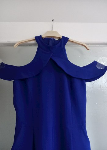 Saks Mavisi Pencere Kol Detaylı Tulum - Görsel 5