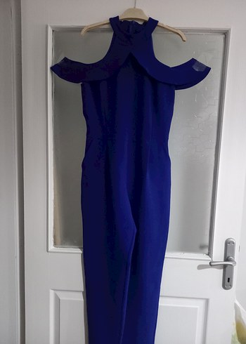 Saks Mavisi Pencere Kol Detaylı Tulum - Görsel 4