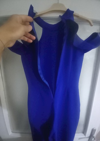 Saks Mavisi Pencere Kol Detaylı Tulum - Görsel 7