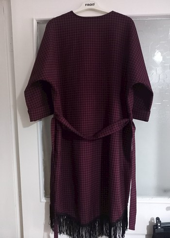 Mevsimlik Püskülü Kaz Ayağı Desen Kimono - Görsel 6