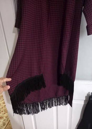 Mevsimlik Püskülü Kaz Ayağı Desen Kimono - Görsel 2